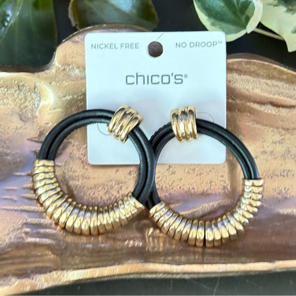 NWT Chico's Black Leather Earrings - Picture 5 of 8
